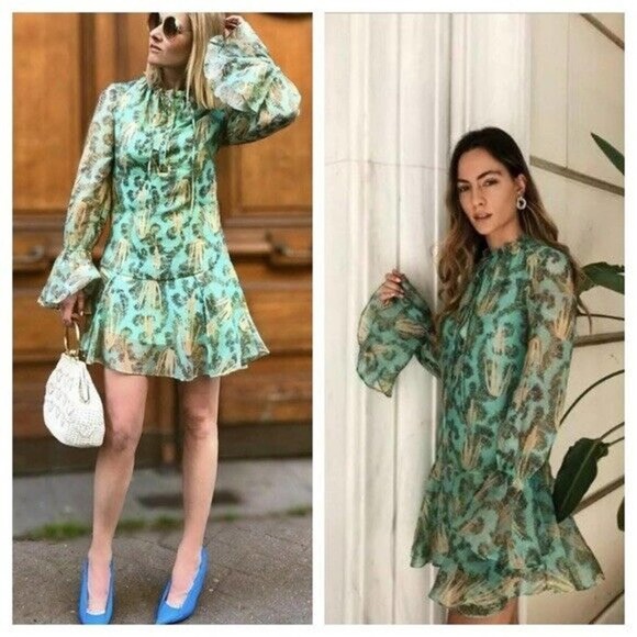 H&M CONSCIOUS EXCLUSIVE LYOCELL BLEND GREEN DRESS SIZE US 6 BLOGGERS FAVORITE - Picture 7 of 16